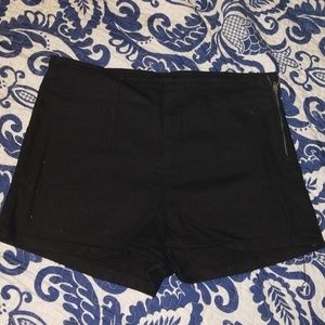 High waisted black jean shorts